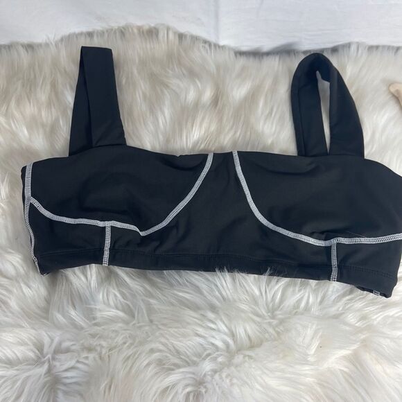 We Wore What Black Corset Style Sport Bra Top Sz L - Picture 2 of 7